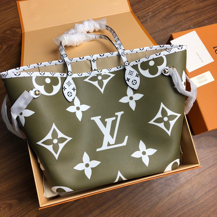 Сумка Louis Vuitton Neverfull MM M44568 Monogram Coated Canvas Khaki "Green" фото № 2