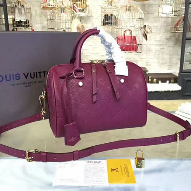 Сумка Louis Vuitton M40764 Speedy 25 Tote Bag Monogram Empreinte Leather "Purple" фото № 2