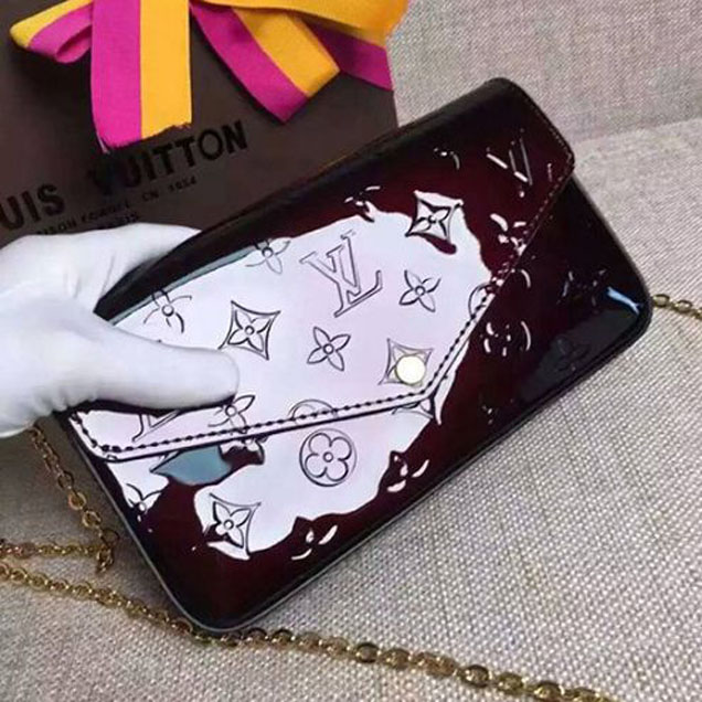 Сумка Louis Vuitton M61267 Pochette Felicie Crossbody Bag Monogram Vernis "Chocolate" фото № 2