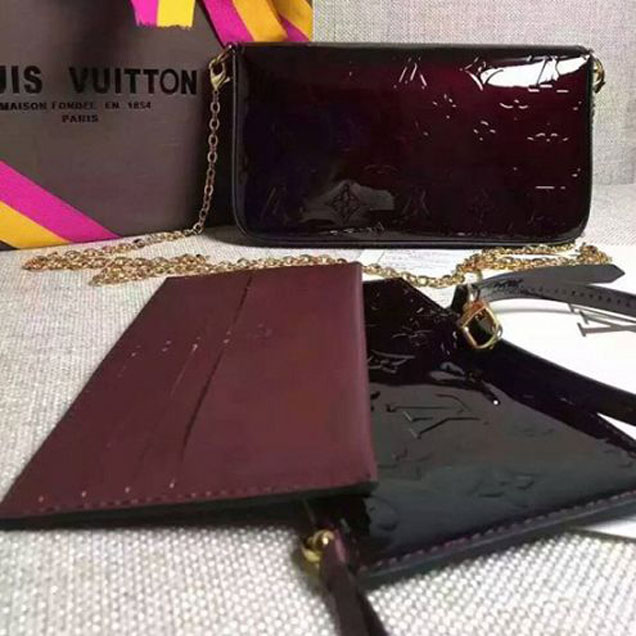 Сумка Louis Vuitton M61267 Pochette Felicie Crossbody Bag Monogram Vernis "Chocolate" фото № 5