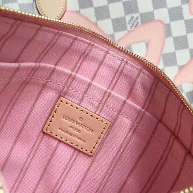 Сумка Louis Vuitton N41050 Neverfull MM Shoulder Bag Damier Azur Canvas "White" фото № 10