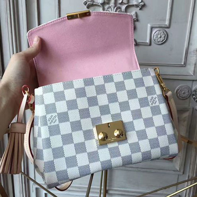 Сумка Louis Vuitton N41581 Croisette Crossbody Bag Damier Azur Canvas "White" фото № 9