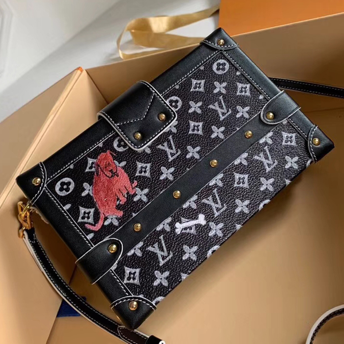 Сумка Louis Vuitton Petite Malle M44437 Monogram Canvas And White "Black" фото № 4