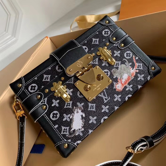 Сумка Louis Vuitton Petite Malle M44437 Monogram Canvas And White "Black" фото № 3