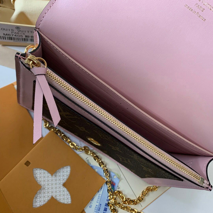 Сумка Louis Vuitton Flore Chain Wallet M67405 Monogram Canvas Rose Ballerine Pink "Brown" фото № 9
