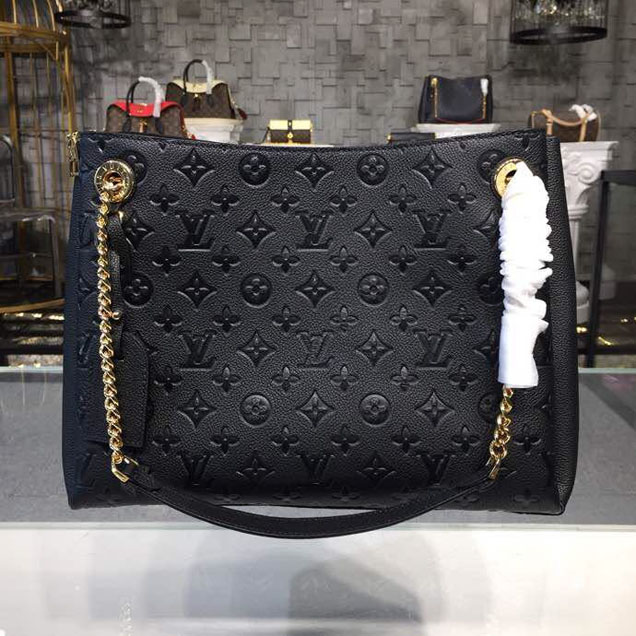 Сумка Louis Vuitton Surene MM Chain Tote Handbag Monogram Empreinte Canvas Fall Winter 2018 Collection M43758 Noir "Black" фото № 2