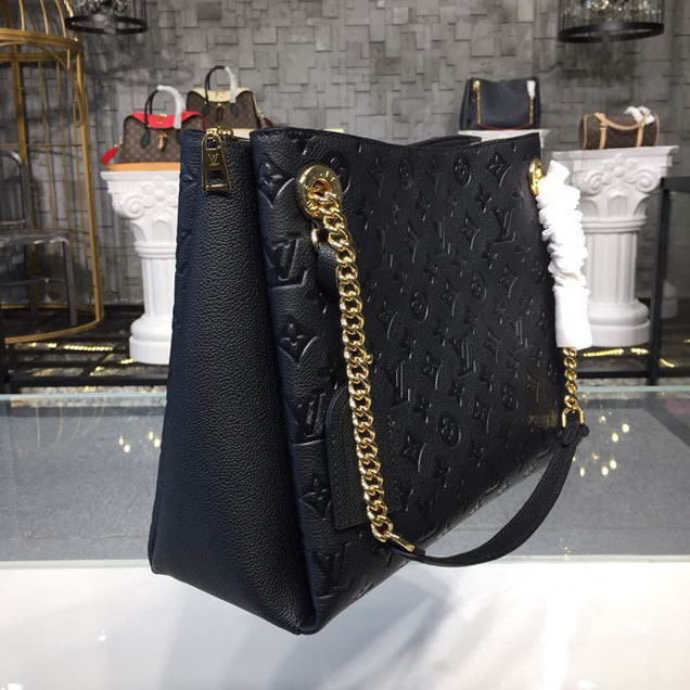 Сумка Louis Vuitton Surene MM Chain Tote Handbag Monogram Empreinte Canvas Fall Winter 2018 Collection M43758 Noir "Black" фото № 3