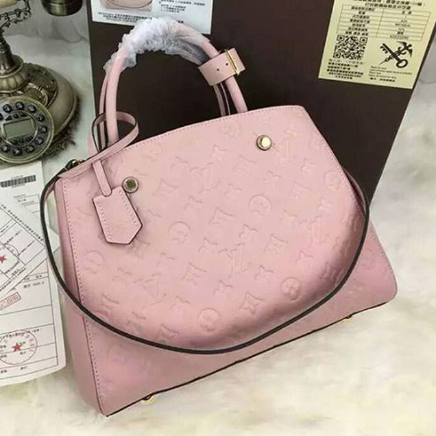 Сумка Louis Vuitton M41394 Montaigne MM Tote Bag Monogram Empreinte Leather "Pink" фото № 2