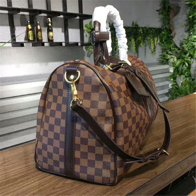 Сумка Louis Vuitton M41418 Keepall Bandouliere 45 Duffel Bag Damier Ebene Canvas "Brown" фото № 3