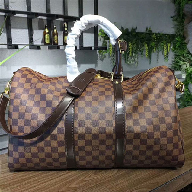 Сумка Louis Vuitton M41418 Keepall Bandouliere 45 Duffel Bag Damier Ebene Canvas "Brown" фото № 4