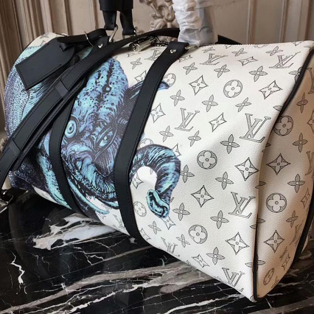 Сумка Louis Vuitton M54130 Keepall 45 Bandouliere Duffel Bag Monogram Canvas "White" фото № 6