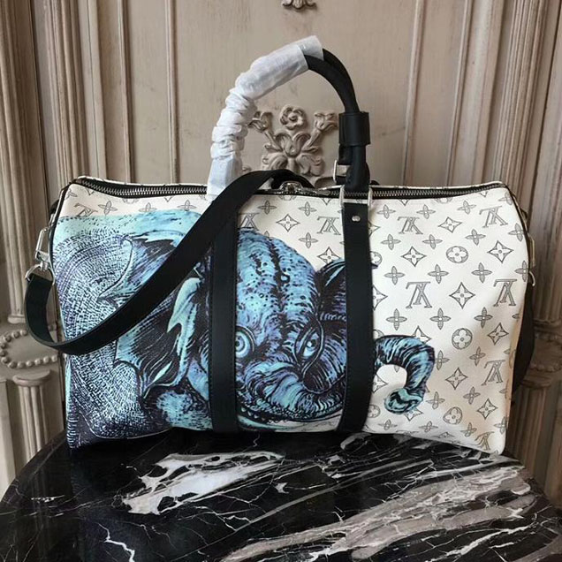 Сумка Louis Vuitton M54130 Keepall 45 Bandouliere Duffel Bag Monogram Canvas "White" фото № 4