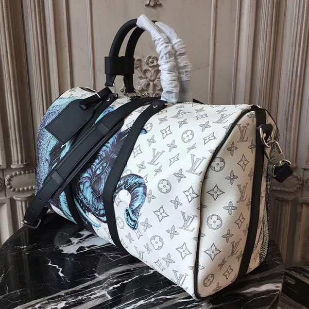Сумка Louis Vuitton M54130 Keepall 45 Bandouliere Duffel Bag Monogram Canvas "White" фото № 3