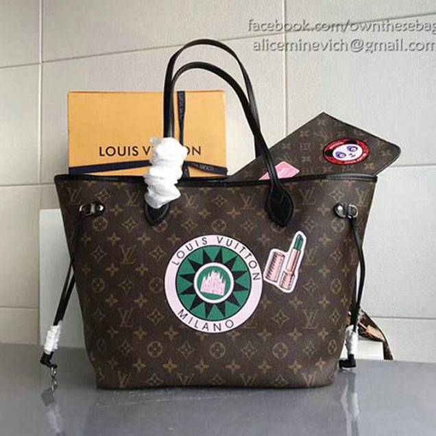 Сумка Louis Vuitton Neverfull MM My World Tour P00176 Monogram Canvas "Brown" фото № 4