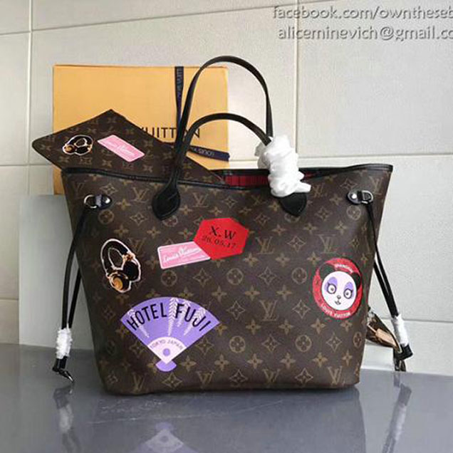 Сумка Louis Vuitton Neverfull MM My World Tour P00176 Monogram Canvas "Brown" фото № 3