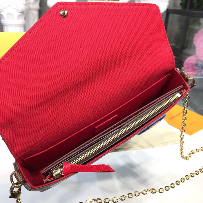 Клатч Louis Vuitton Pochette Felicie N60129 Damier Ebene Canvas "Brown" фото № 8