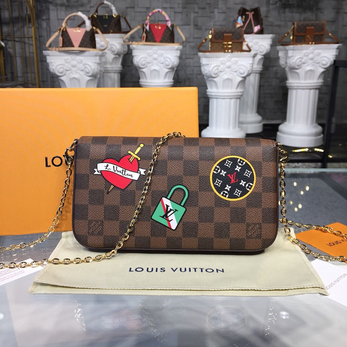 Клатч Louis Vuitton Pochette Felicie N60129 Damier Ebene Canvas "Brown" фото № 4