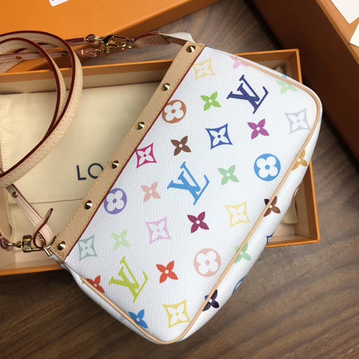 Сумка Louis Vuitton Pochette Accessoires M92649 Monogram Multicolore Blanc "White" фото № 3