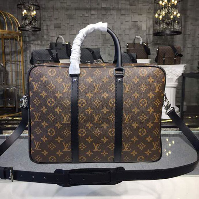 Портфель Louis Vuitton Porte-Documents Voyage PM Bag 38cm Monogram Macassar Canvas Fall Winter 2018 Collection M52005 "Brown" фото № 2