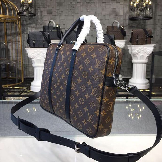 Портфель Louis Vuitton Porte-Documents Voyage PM Bag 38cm Monogram Macassar Canvas Fall Winter 2018 Collection M52005 "Brown" фото № 3