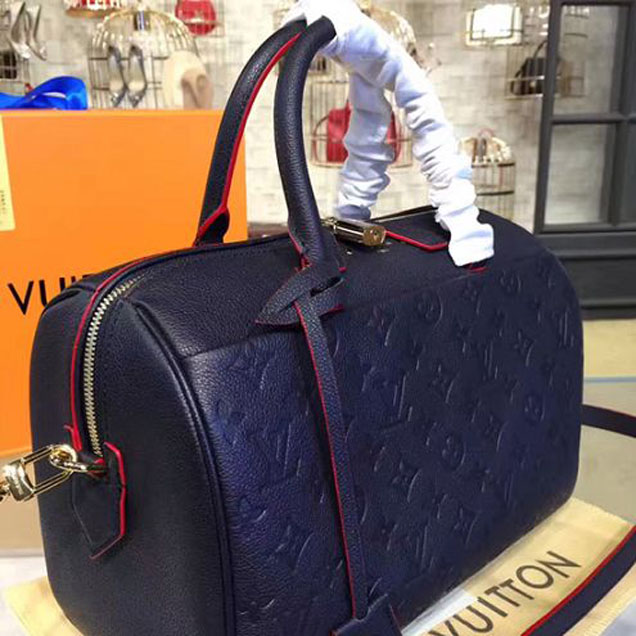 Сумка Louis Vuitton M43503 Speedy Bandouliere 30 Tote Bag Monogram Empreinte Leather "Navy Blue" фото № 8