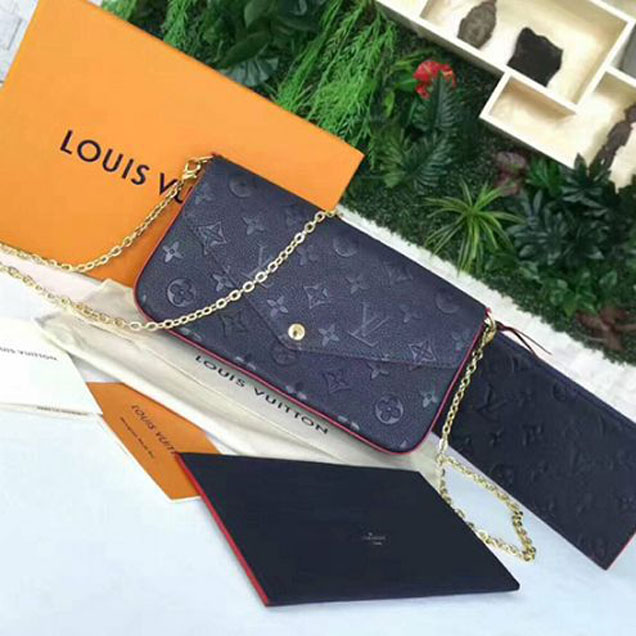 Сумка Louis Vuitton M64099 Pochette Felicie Crossbody Bag Monogram Empreinte Leather "Navy Blue" фото № 2