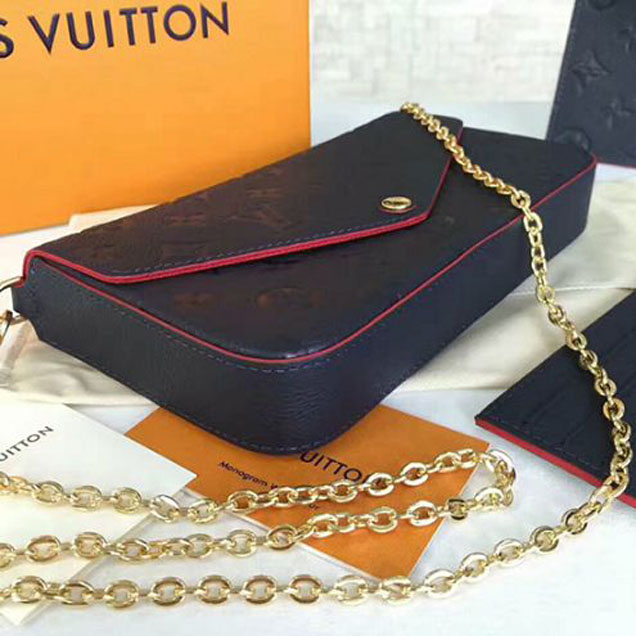 Сумка Louis Vuitton M64099 Pochette Felicie Crossbody Bag Monogram Empreinte Leather "Navy Blue" фото № 5