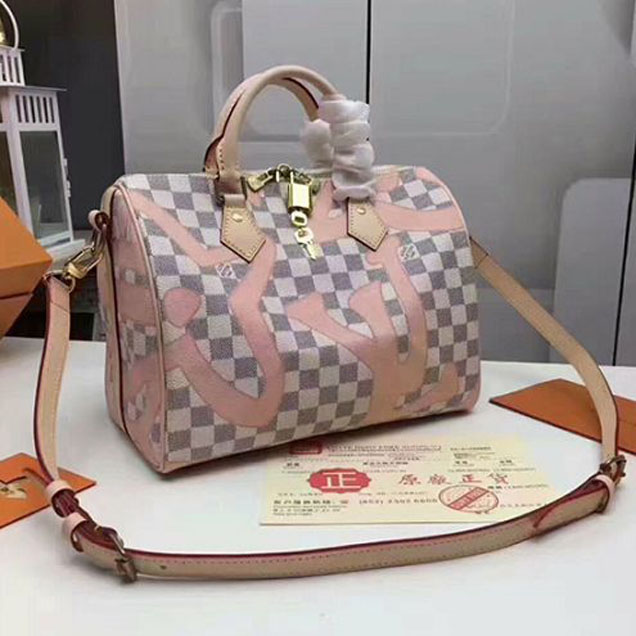 Сумка Louis Vuitton N41052 Speedy Bandouliere 30 Tote Bag Damier Azur Canvas "White" фото № 5