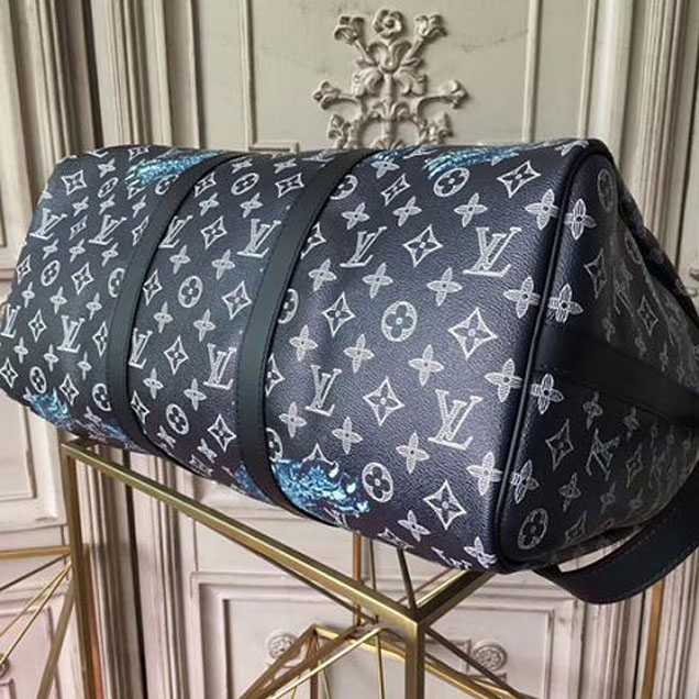 Сумка Louis Vuitton M54129 Keepall 45 Bandouliere Duffel Bag Monogram Canvas "Navy Blue" фото № 5