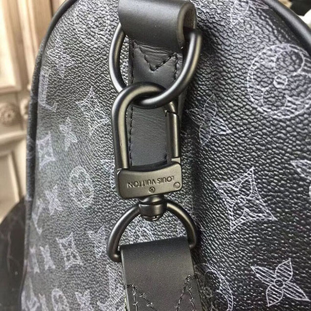 Сумка Louis Vuitton Monogram Eclipse Canvas Keepall Bandouliere 50 M43683 "Black" фото № 5