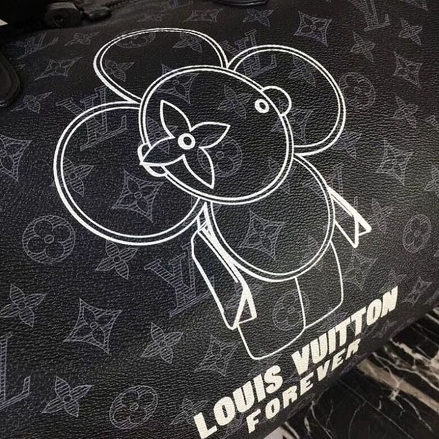 Сумка Louis Vuitton Monogram Eclipse Canvas Keepall Bandouliere 50 M43683 "Black" фото № 7