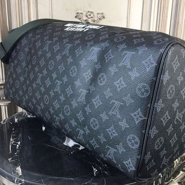 Сумка Louis Vuitton Monogram Eclipse Canvas Keepall Bandouliere 50 M43683 "Black" фото № 6