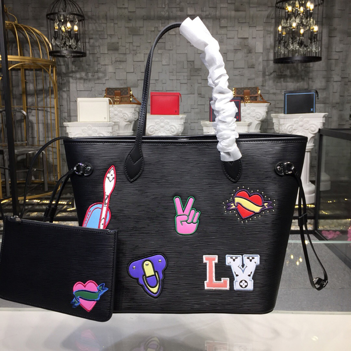 Сумка Louis Vuitton Neverfull MM M52729 Epi Leather "Black" фото № 2