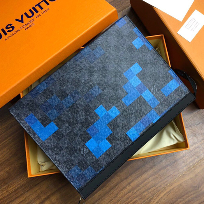 Клатч Louis Vuitton Pochette Voyage MM N60174 Damier Graphite Canvas Blue "Graphite" фото № 5