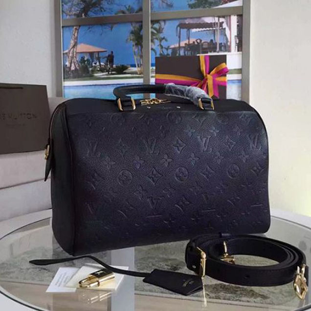 Сумка Louis Vuitton M42406 Speedy Bandouliere 30 Tote Bag Monogram Empreinte Leather "Black" фото № 3