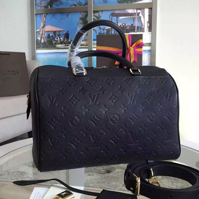Сумка Louis Vuitton M42406 Speedy Bandouliere 30 Tote Bag Monogram Empreinte Leather "Black" фото № 5