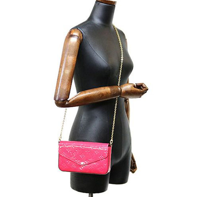 Сумка Louis Vuitton M61787 Pochette Felicie Crossbody Bag Monogram Vernis "Pink" фото № 10