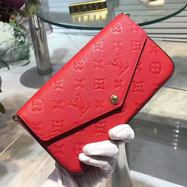 Сумка Louis Vuitton M64065 Pochette Felicie Crossbody Bag Monogram Empreinte Leather "Red" фото № 6