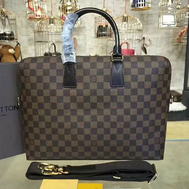 Портфель Louis Vuitton N42242 Porte Documents Jour Briefcase Damier Ebene Canvas "Brown" фото № 4