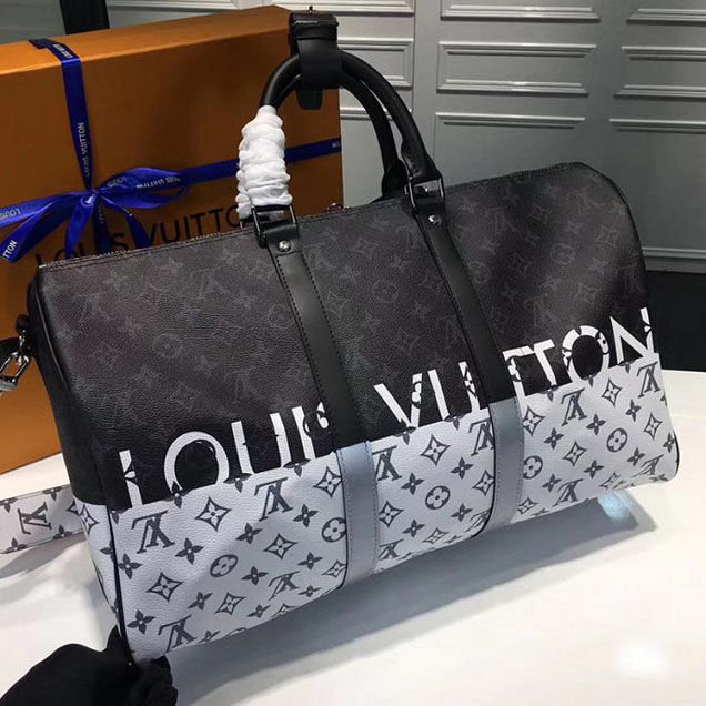 Сумка Louis Vuitton Keepall Bandouliere 50 M43817 Monogram Eclipse "Black" фото № 4