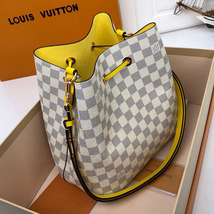 Сумка Louis Vuitton NeoNoe N40151 Damier Azur Canvas Pineapple Yellow "White" фото № 4