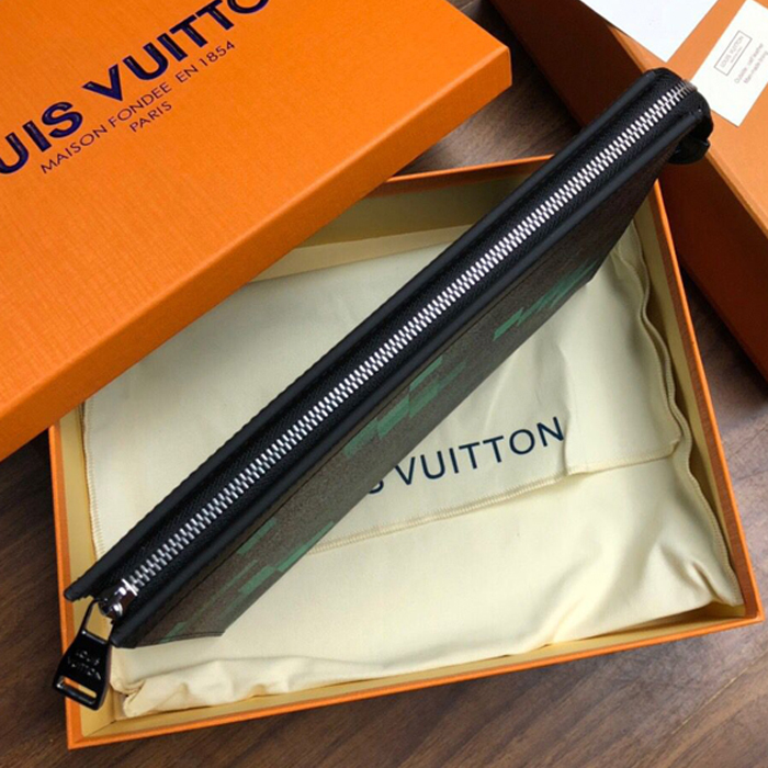 Клатч Louis Vuitton Pochette Voyage MM N60176 Damier Graphite Canvas Green "Graphite" фото № 6