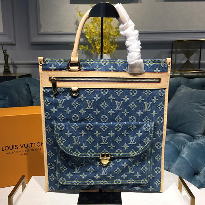 Сумка Louis Vuitton Flat Shopper Shoulder Bag M95018 Monogram "Denim Blue" фото № 2