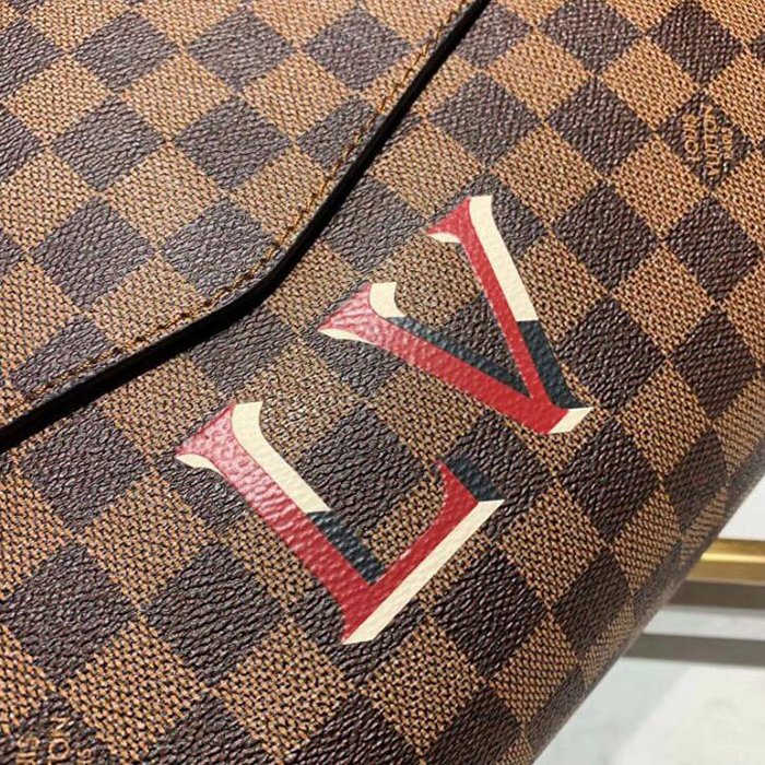 Сумка Louis Vuitton Beaubourg MM N40176 Damier Ebene Canvas Scarlet Red "Brown" фото № 6