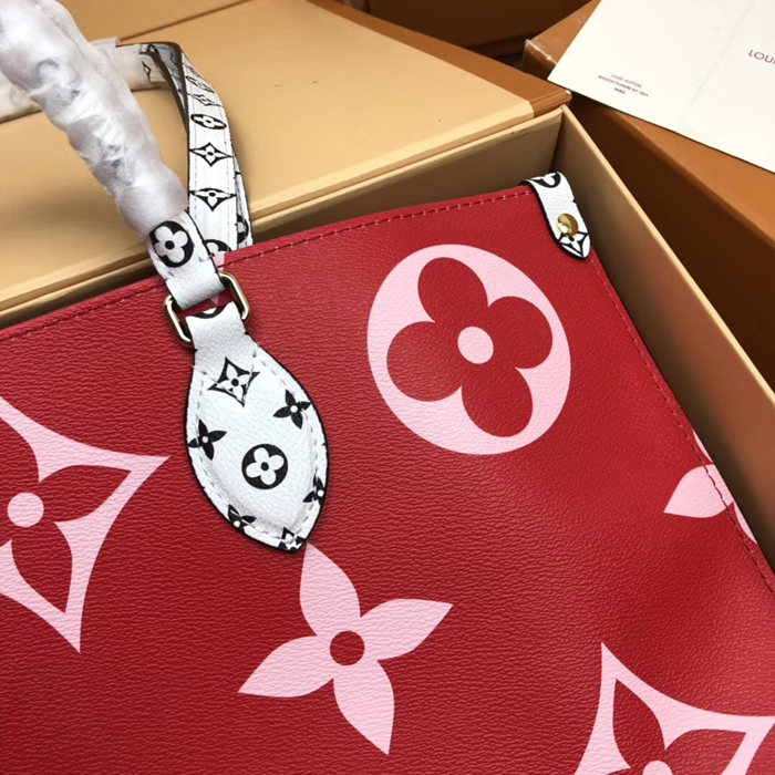 Сумка Louis Vuitton Onthego M44569 Monogram Coated Canvas Pink Orange Yellow "Red" фото № 6