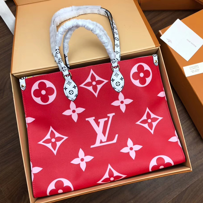 Сумка Louis Vuitton Onthego M44569 Monogram Coated Canvas Pink Orange Yellow "Red" фото № 2