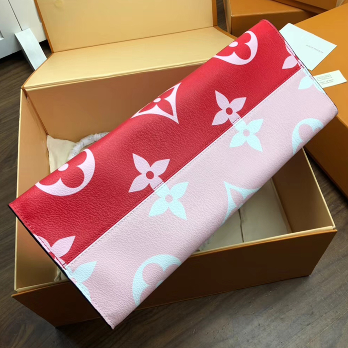 Сумка Louis Vuitton Onthego M44569 Monogram Coated Canvas Pink Orange Yellow "Red" фото № 5