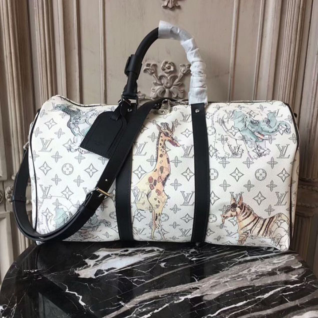 Сумка Louis Vuitton M41449 Keepall 45 Bandouliere Duffel Bag Monogram Coated Canvas "White" фото № 2