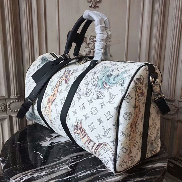 Сумка Louis Vuitton M41449 Keepall 45 Bandouliere Duffel Bag Monogram Coated Canvas "White" фото № 3