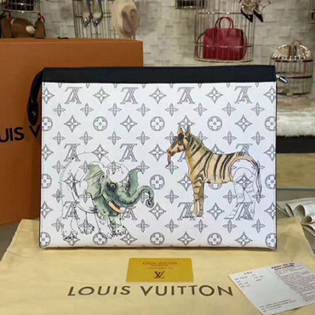 Клатч Louis Vuitton M66649 Pochette Voyage GM Monogram Coated Canvas "White" фото № 4